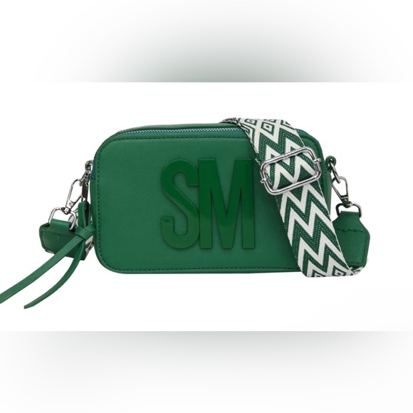 Green Camera Bag with SM Letters | Small Square PU Leather Crossbody | New - Picture 5 of 6